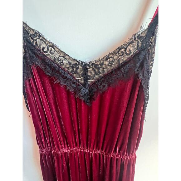 Sundance Norma Elegance Maroon Velvet Lace Silk Blend Midi Dress Women's Size XS - Picture 6 of 10